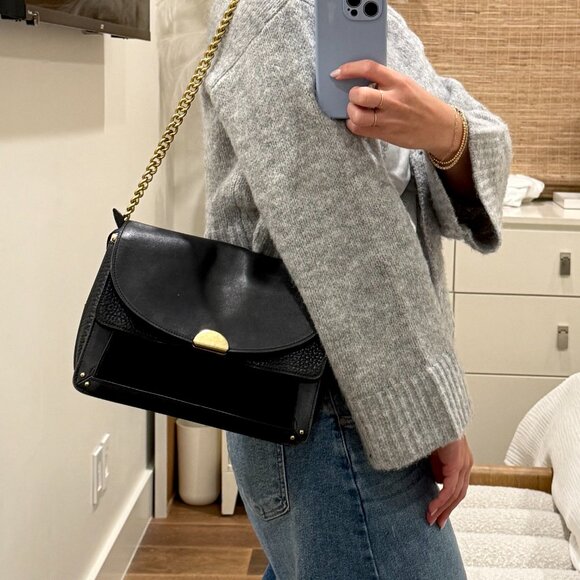 Coach Dreamer Mixed Leather & Suede Shoulder Bag — Black - Picture 2 of 7